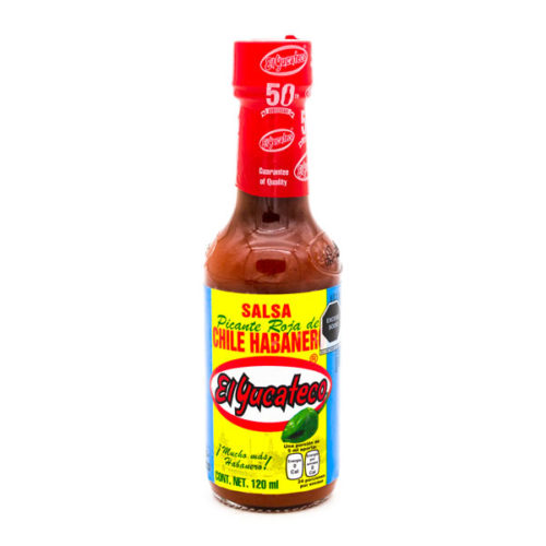 Salsa Picante Roja de Chile Habanero El Yucateco Farmah's Indien Supermarkt